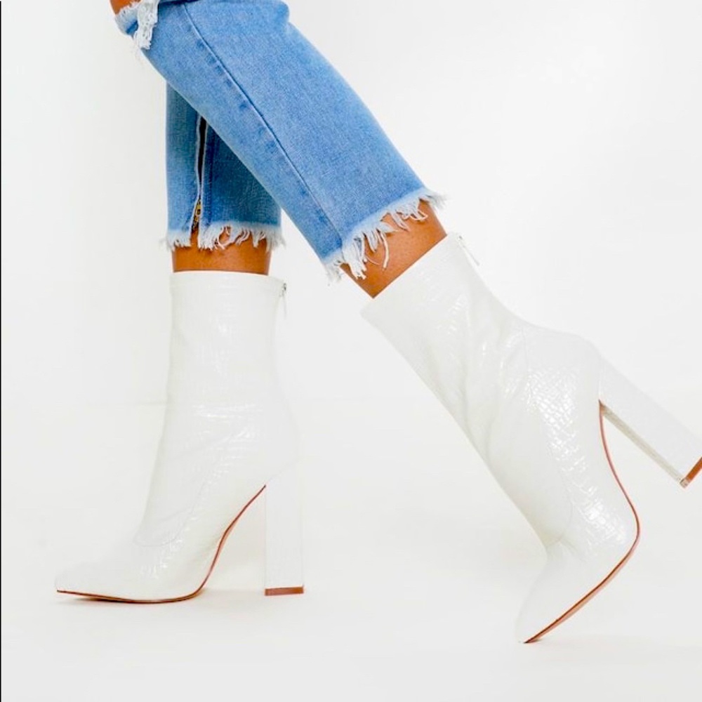 Croc white point toe boots